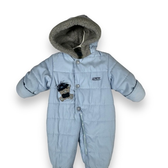 Le Petit Rothschild Infant Winter Snowsuit Bunting, Light Blue/Grey, Size 6 mos - Picture 2 of 13
